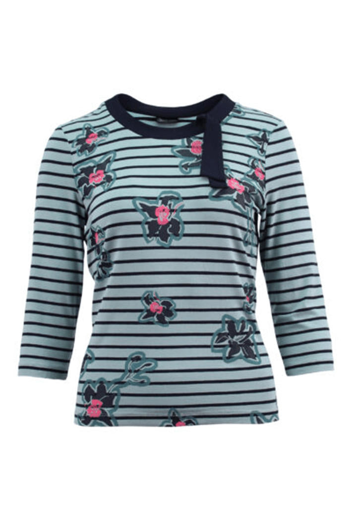 Barbara Lebek 16080002 Blue Striped Top - Shirley Allum Boutique