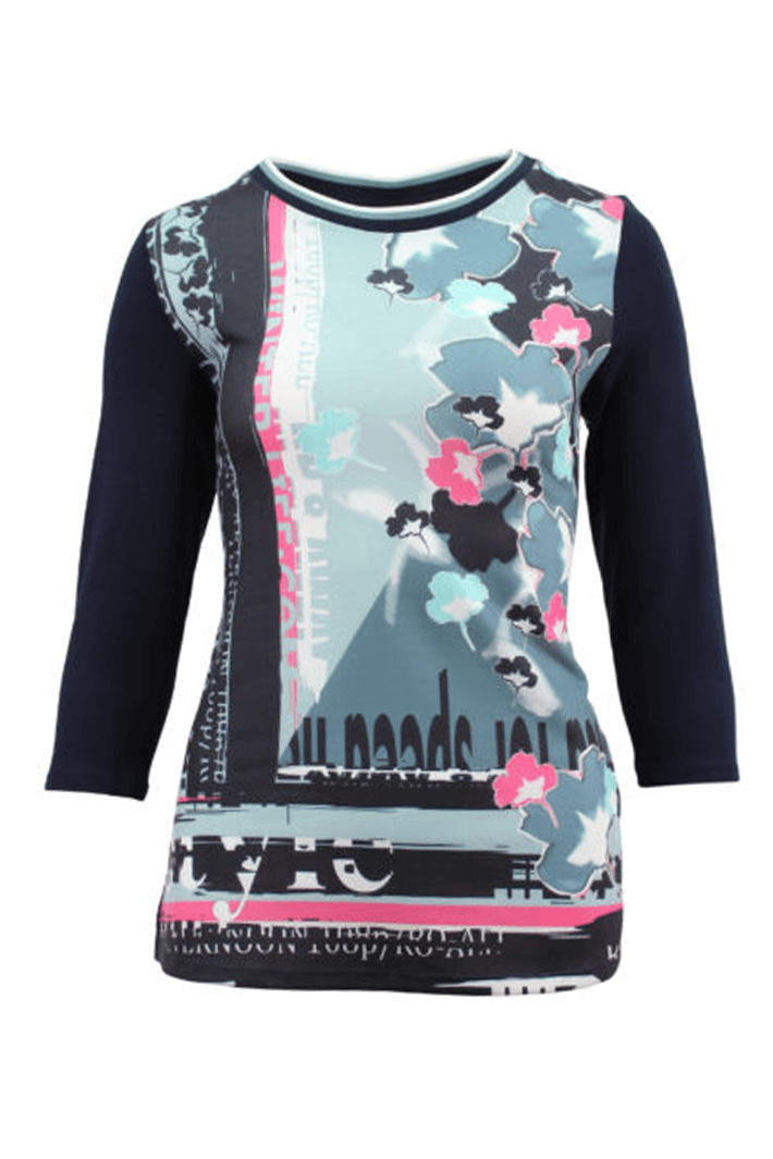 Barbara Lebek 16410002 Navy Floral Top - Shirley Allum Boutique