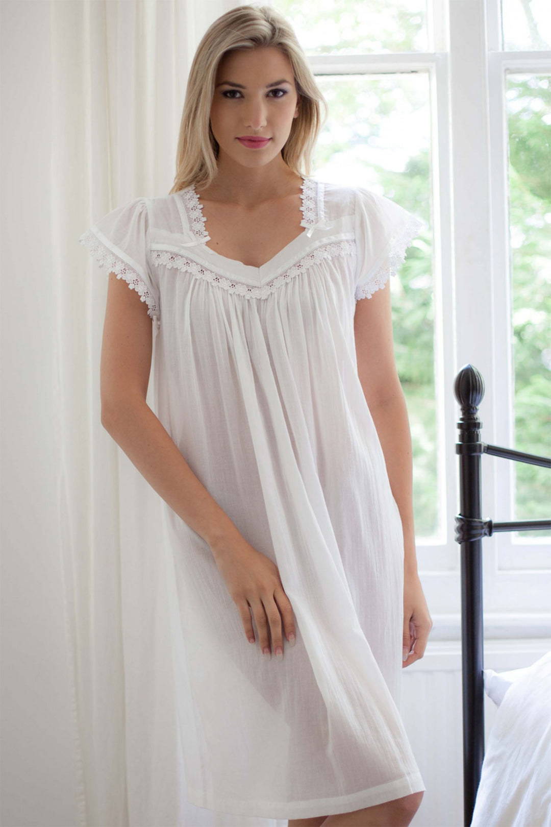 Cottonreal Rena White Cap Sleeve Nightdress - Shirley Allum Boutique