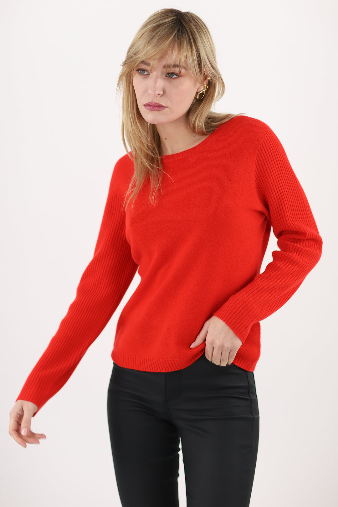 Estheme Cashmere HJQ272C 23014 Scarlett Red Ribbed Jumper