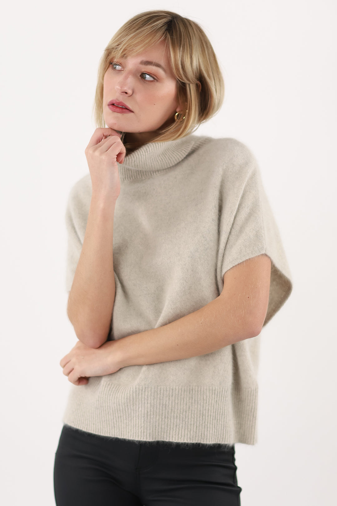 Estheme Cashmere JF4W060R-1 1196 Pebbles Beige Short Sleeve Jumper