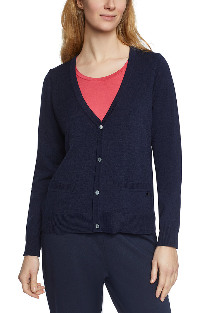 Gollehaug 2321-12151 667 Marine Blue Button Front Cardigan - Shirley Allum Boutique