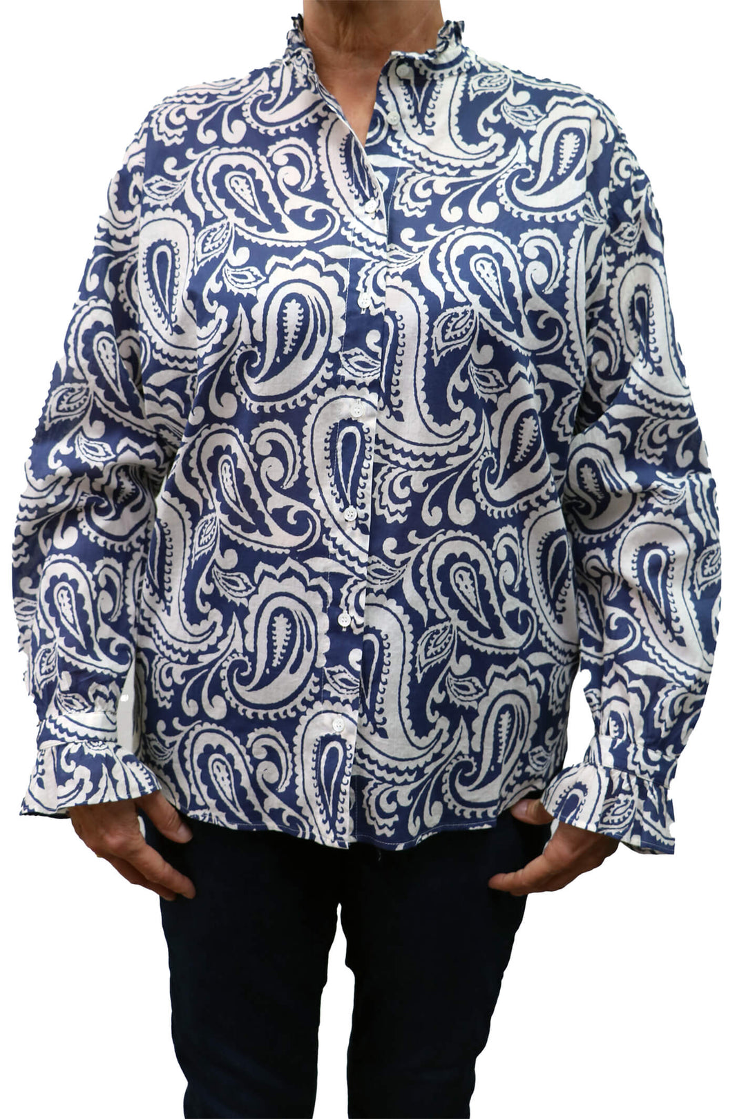 Hartford BACG621 04 Navy Comedy Woven Shirt - Shirley Allum Boutique
