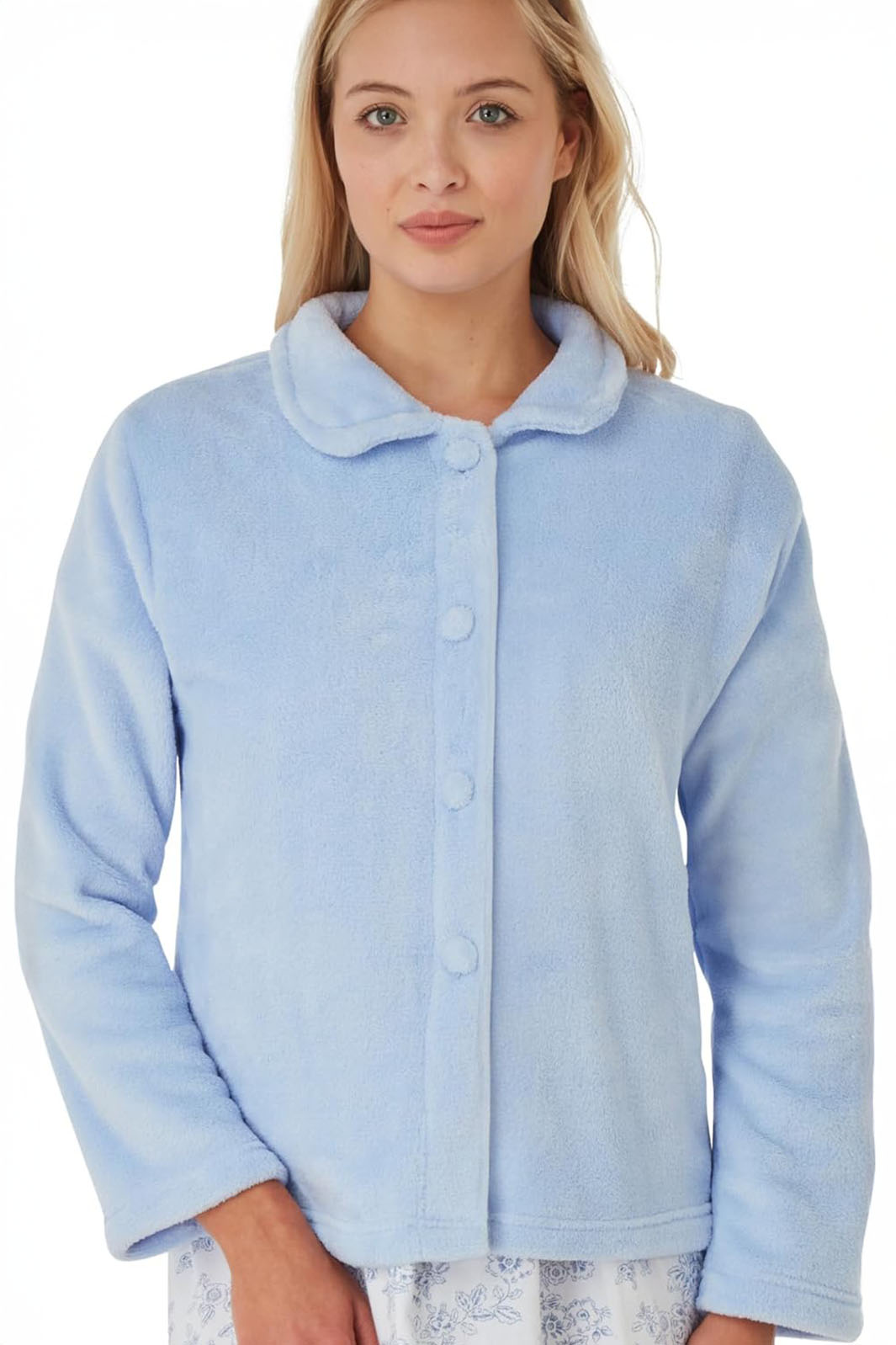 Marlon Fleece Bed Jacket Blue MA26520 - Main Image