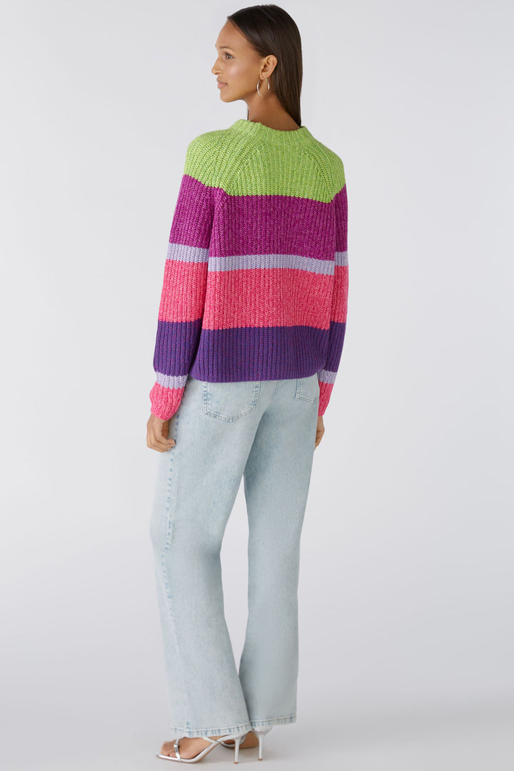 Oui 86644 Violet Mauve Stripe Ribbed Knit Jumper - Shirley Allum Boutique