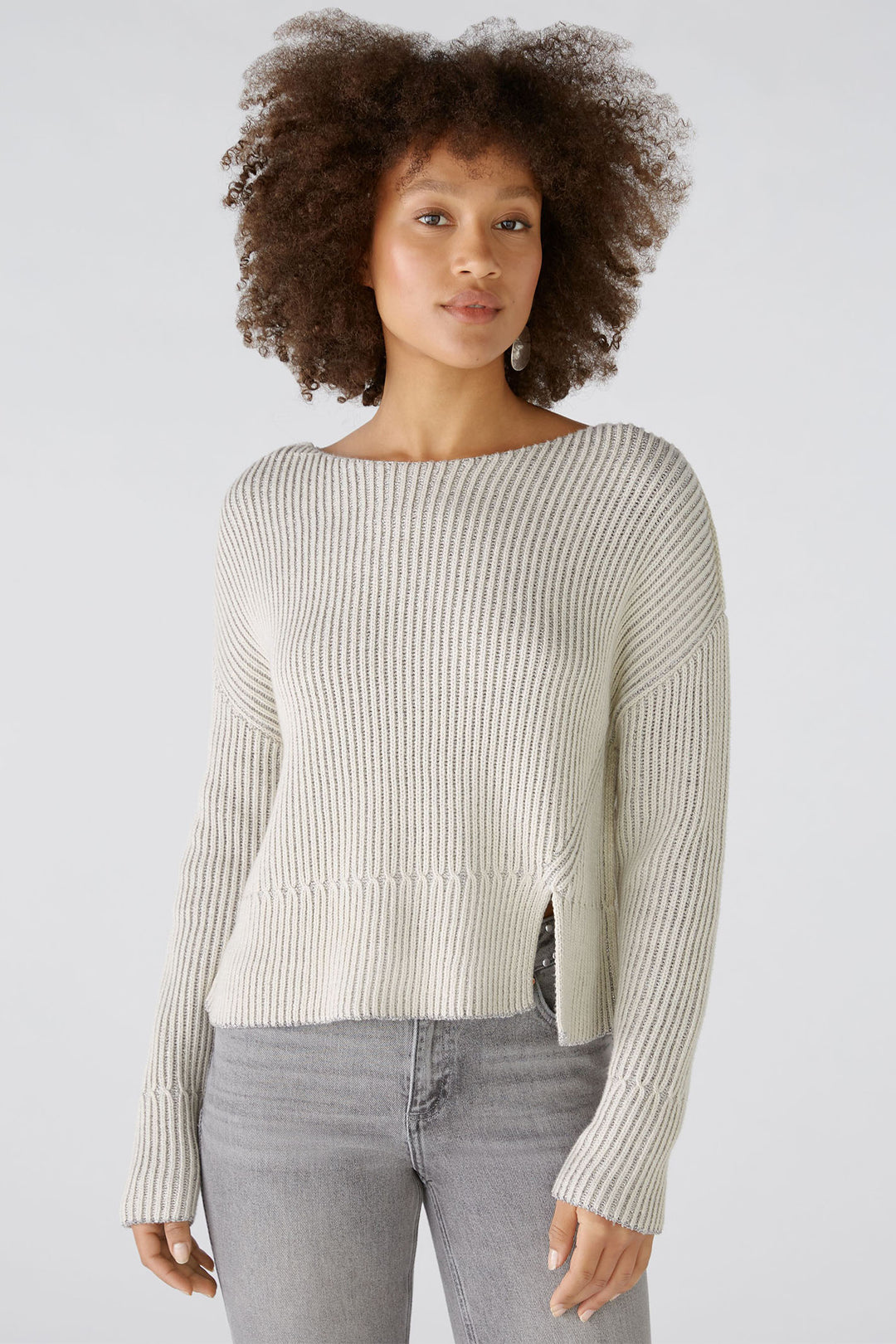 Oui Jumper 89592 Light Stone Grey 89592 0719 - Shirley Allum Boutique