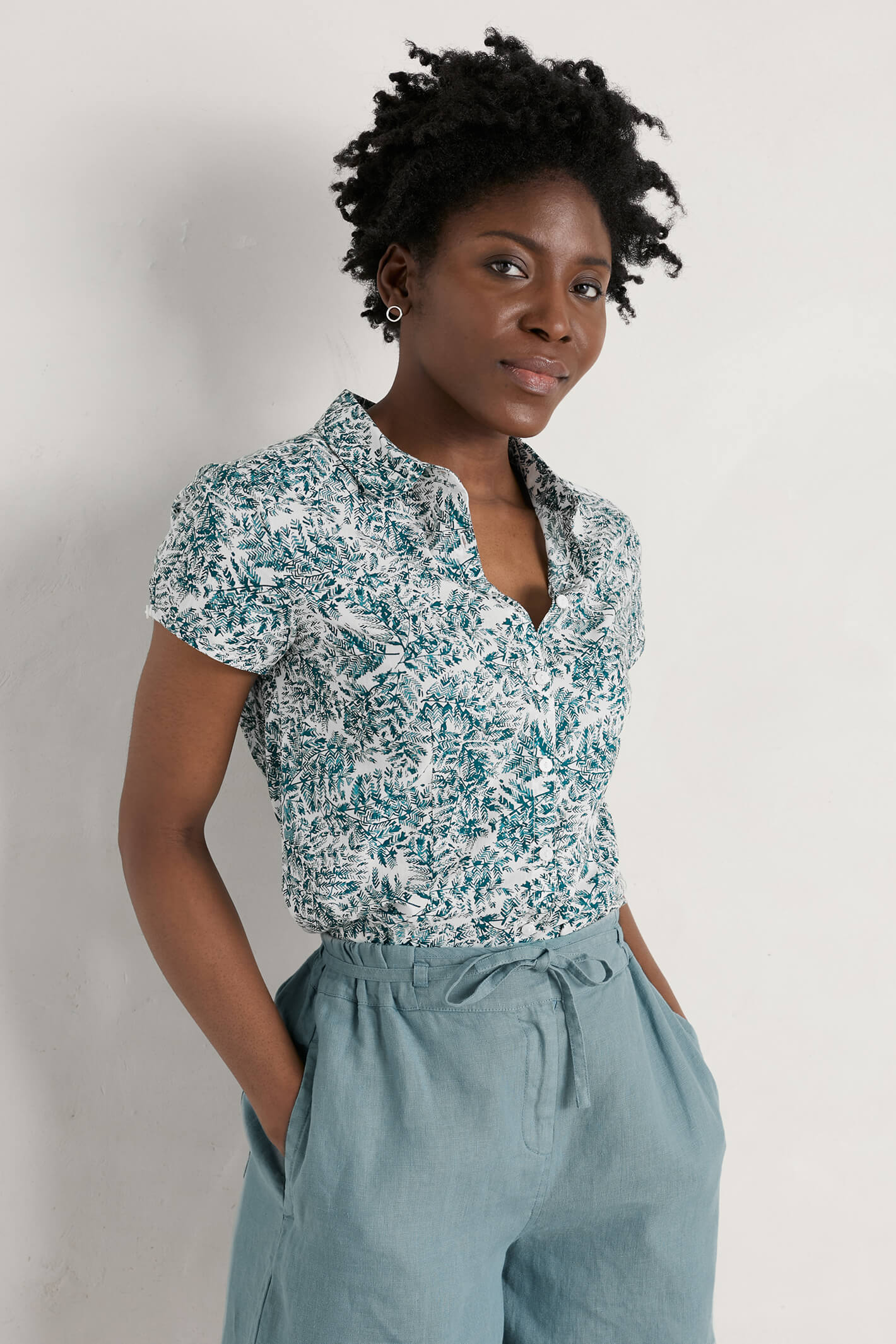 Seasalt Rushmaker Inky Fern Green Chalk Shirt Shirley Allum Boutique