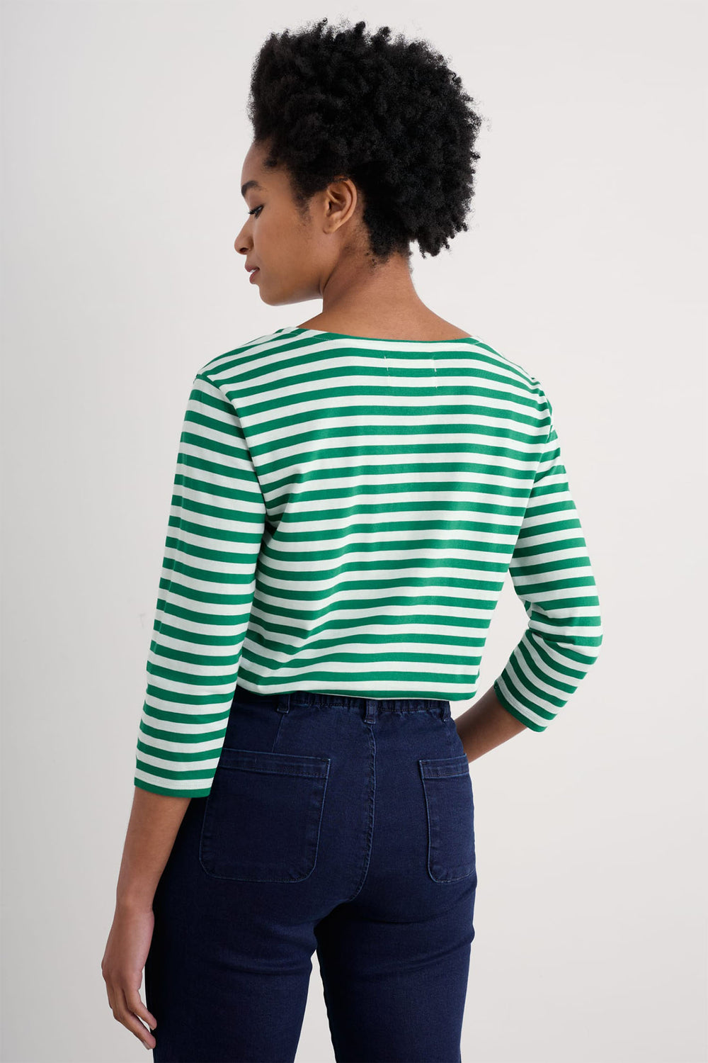 Seasalt Sailor Top Regular Mini Cornish Glade Green Chalk Stripe WM12168R - Shirley Allum Boutique