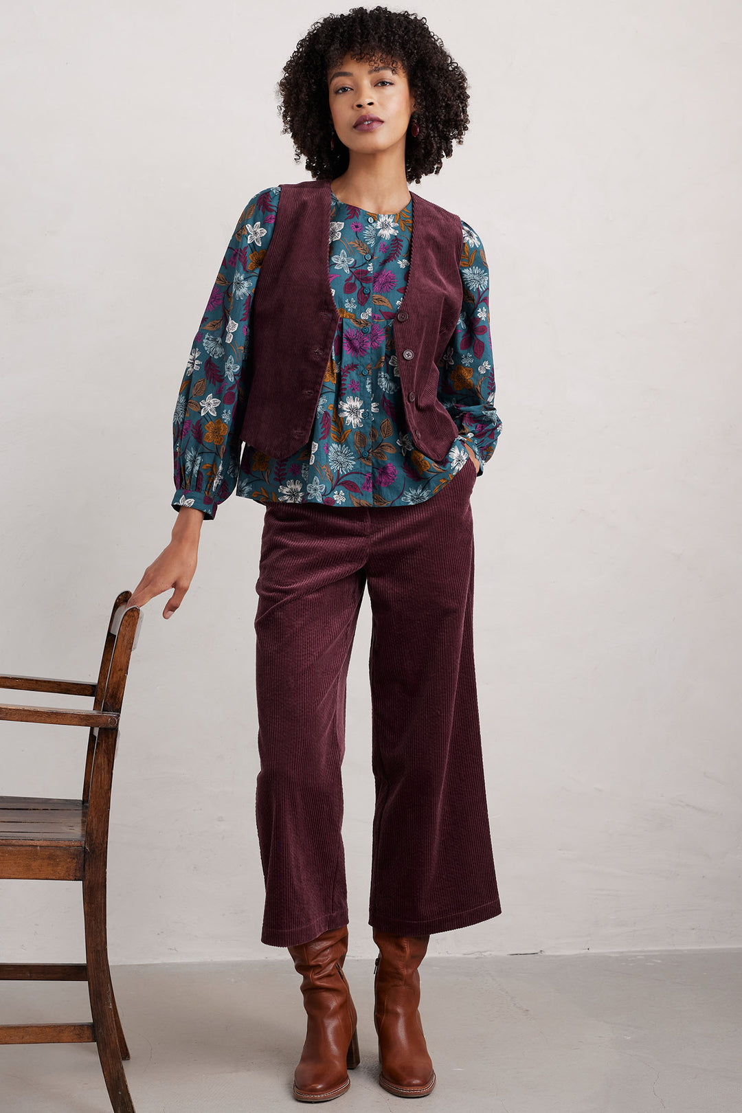 Seasalt Thornapple Shirt Woodblock Bloom Dusky Jade B-WM31313-33001 - Shirley Allum Boutique