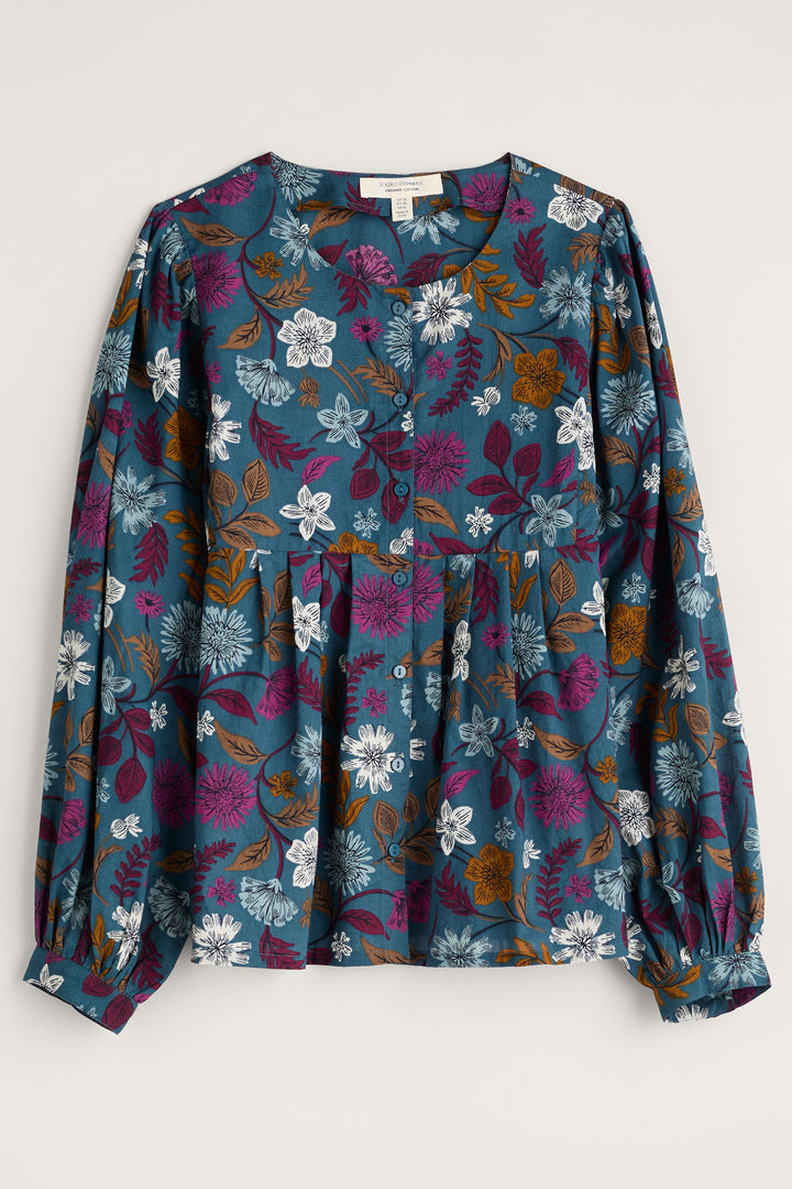 Seasalt Thornapple Shirt Woodblock Bloom Dusky Jade B-WM31313-33001 - Shirley Allum Boutique