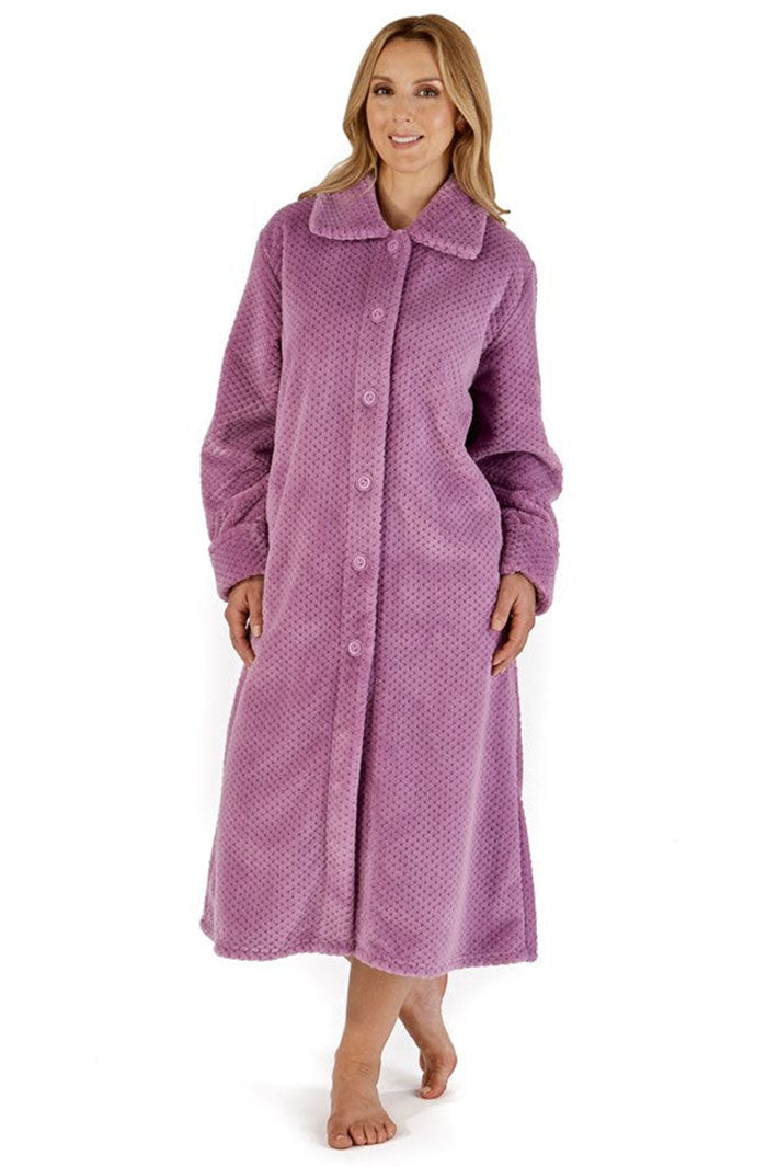 Slenderella HC4327 Heather Luxury Waffle Fleece 46" Button Through Housecoat
