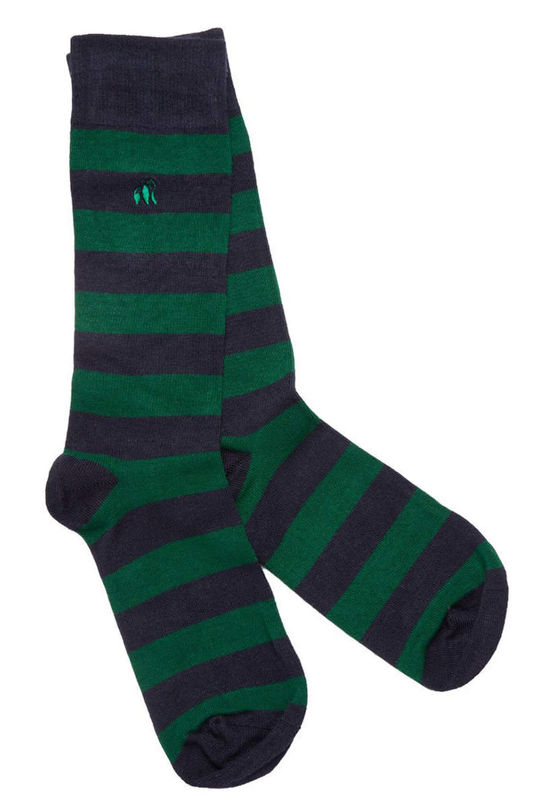 Swole Panda SP283-S-ST Racing Green Stripe Comfort Cuff Bamboo Socks - Shirley Allum Boutique