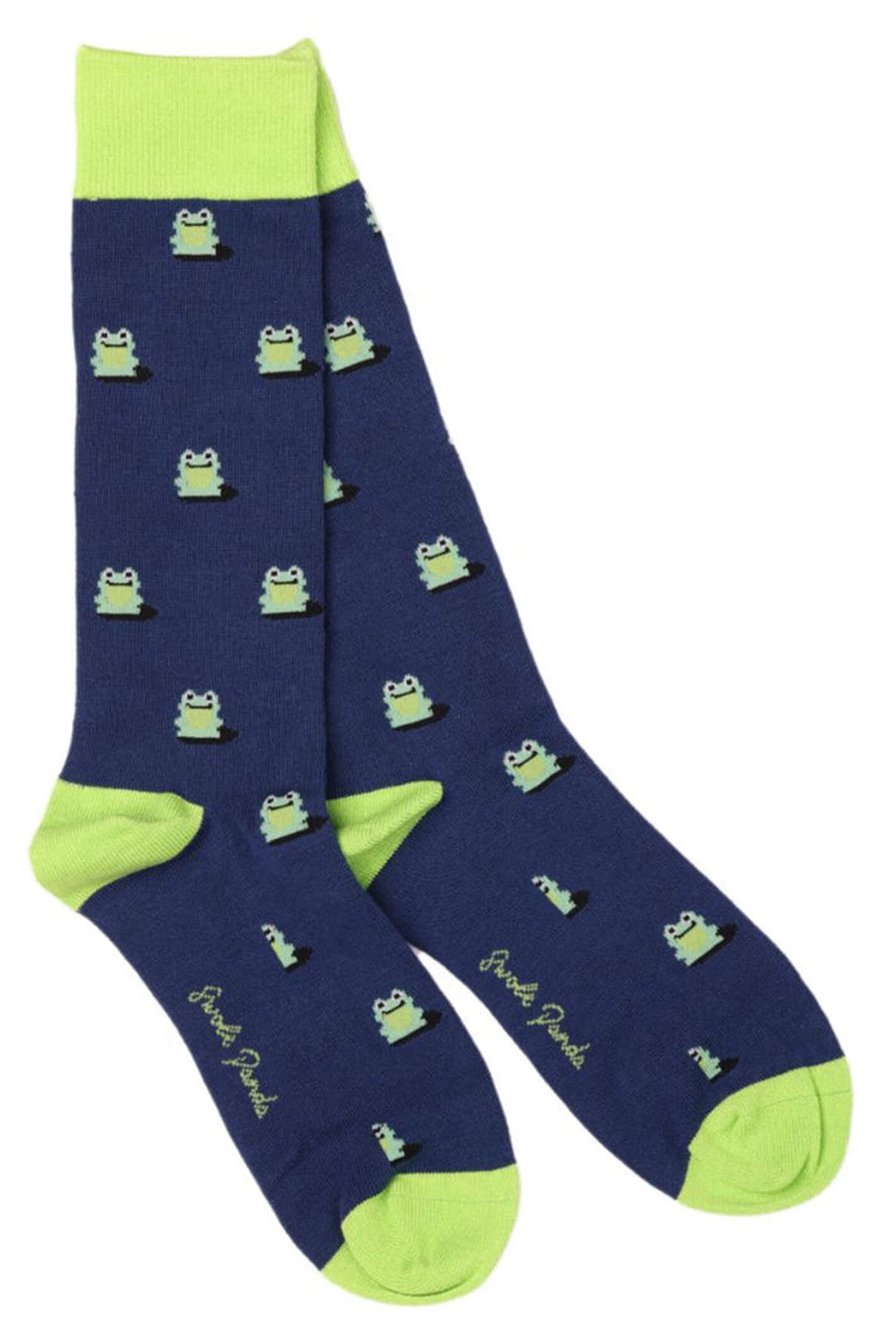 Swole Panda SP408-S Navy Green Frog Design Bamboo Socks - Shirley Allum Boutique