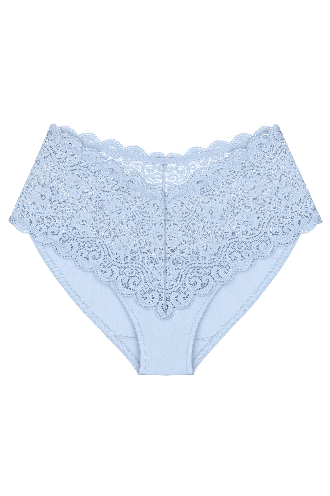 Light blue lace underwear on a white background