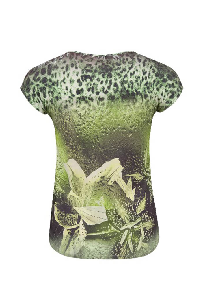 Doris Streich 520 465 73 Green Tropical Print T-Shirt - Shirley Allum