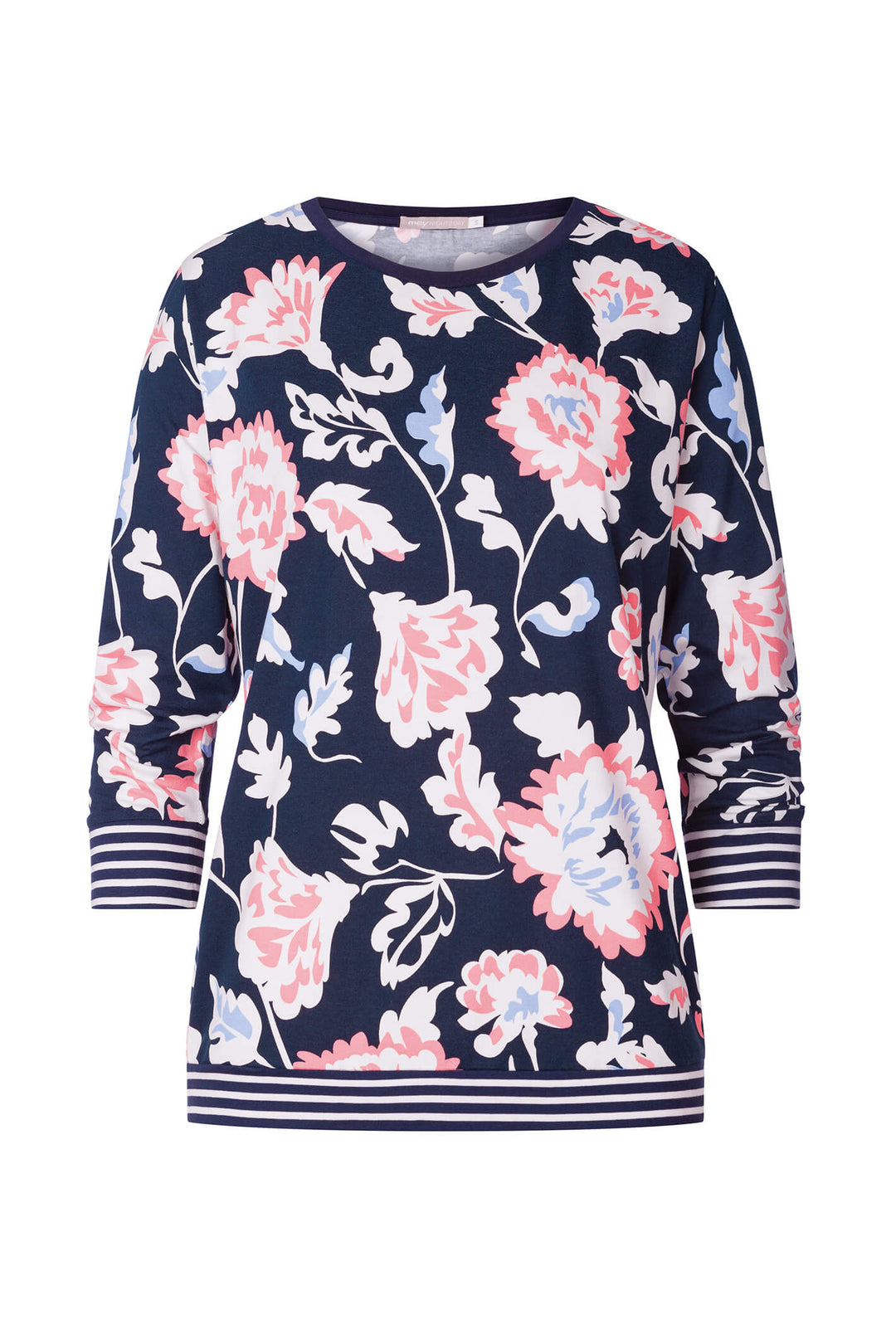 Mey 16925 Night Blue Alea Three-Quarter Sleve Floral Top - Shilrey Allum Boutique