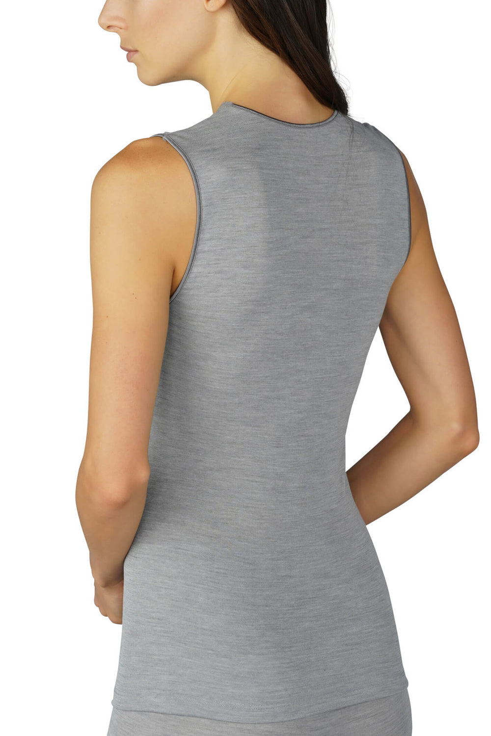 Mey 66001 466 Mid Grey Melange Silk Touch Wool Wide Strap - Shirley Allum Boutique