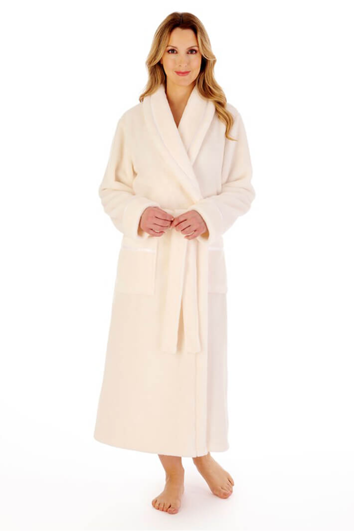 luxury fluffy dressing gown Slenderella HC4342 Cream Luxury Flannel Fleece Dressing Gown – Shirley  Allum Boutique