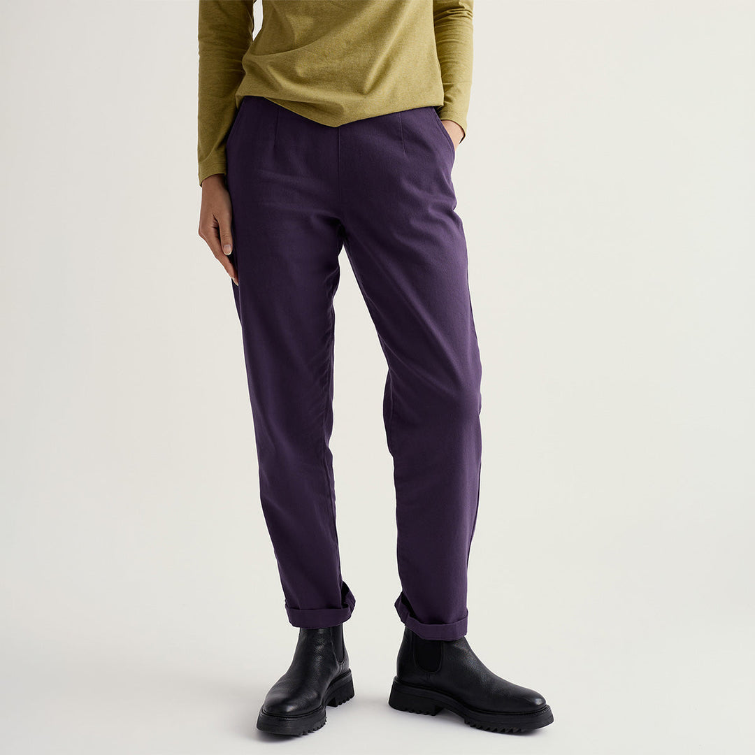 Seasalt Dark Violet Waterdance elasticated waist trousers at Shirley Allum Boutique