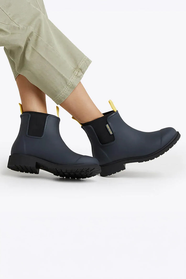 Merry People Bobbi midnight blue wellington boots at Shirley Allum