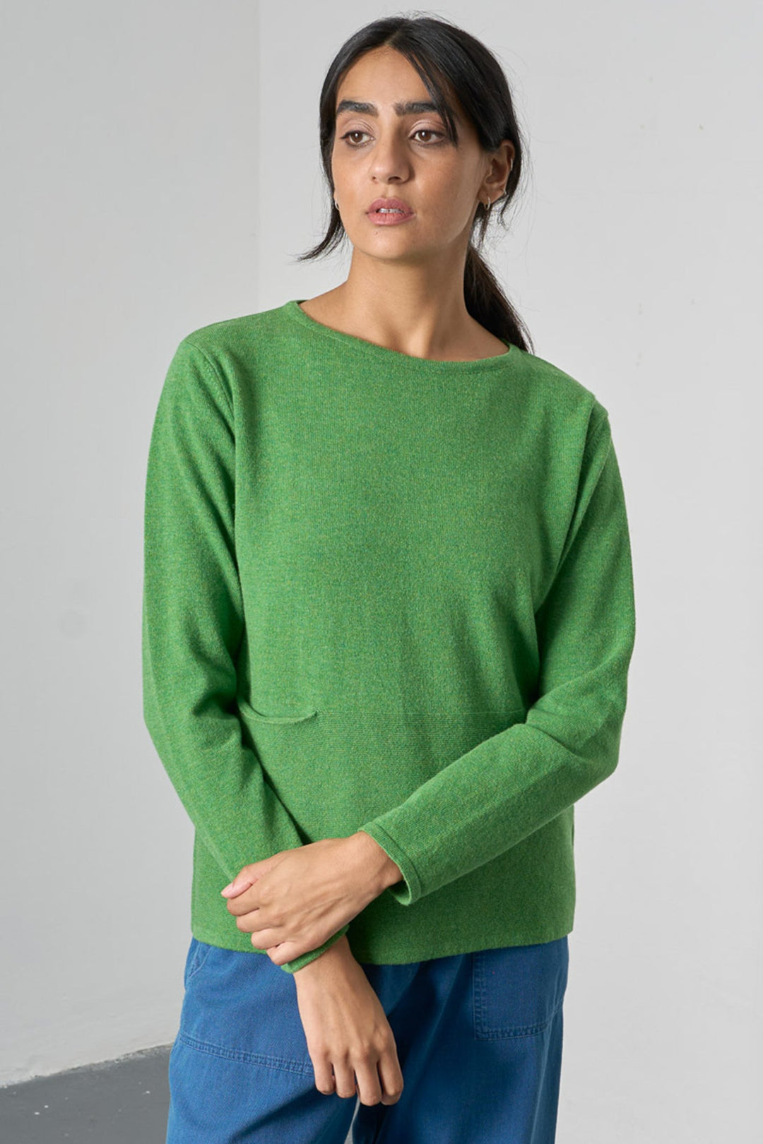 Bibico watercress green long sleeve jumper at Shirley Allum