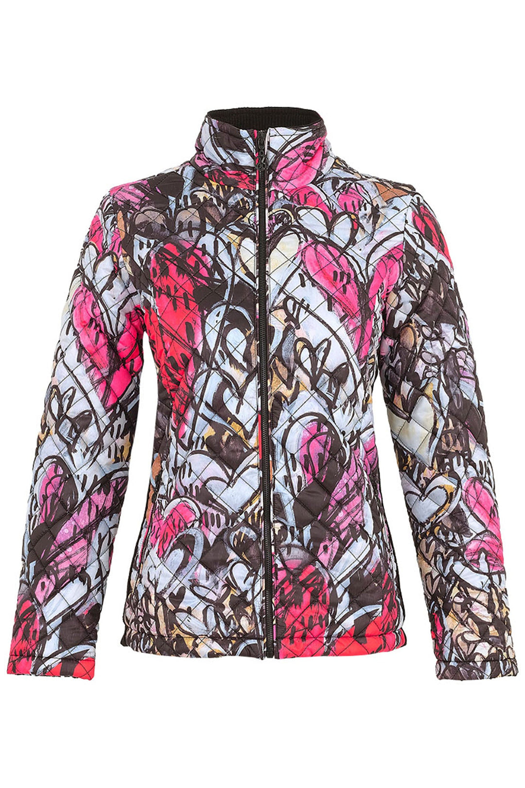 Dolcezza quilted pink heart print jacket at Shirley Allum