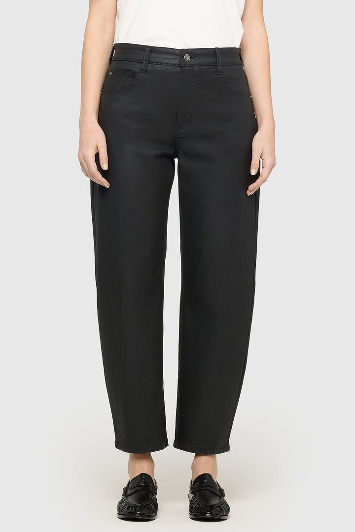 Mac Danni 2.3 Black Coated Cotton Tencel Trousers 3107-00-0465 090