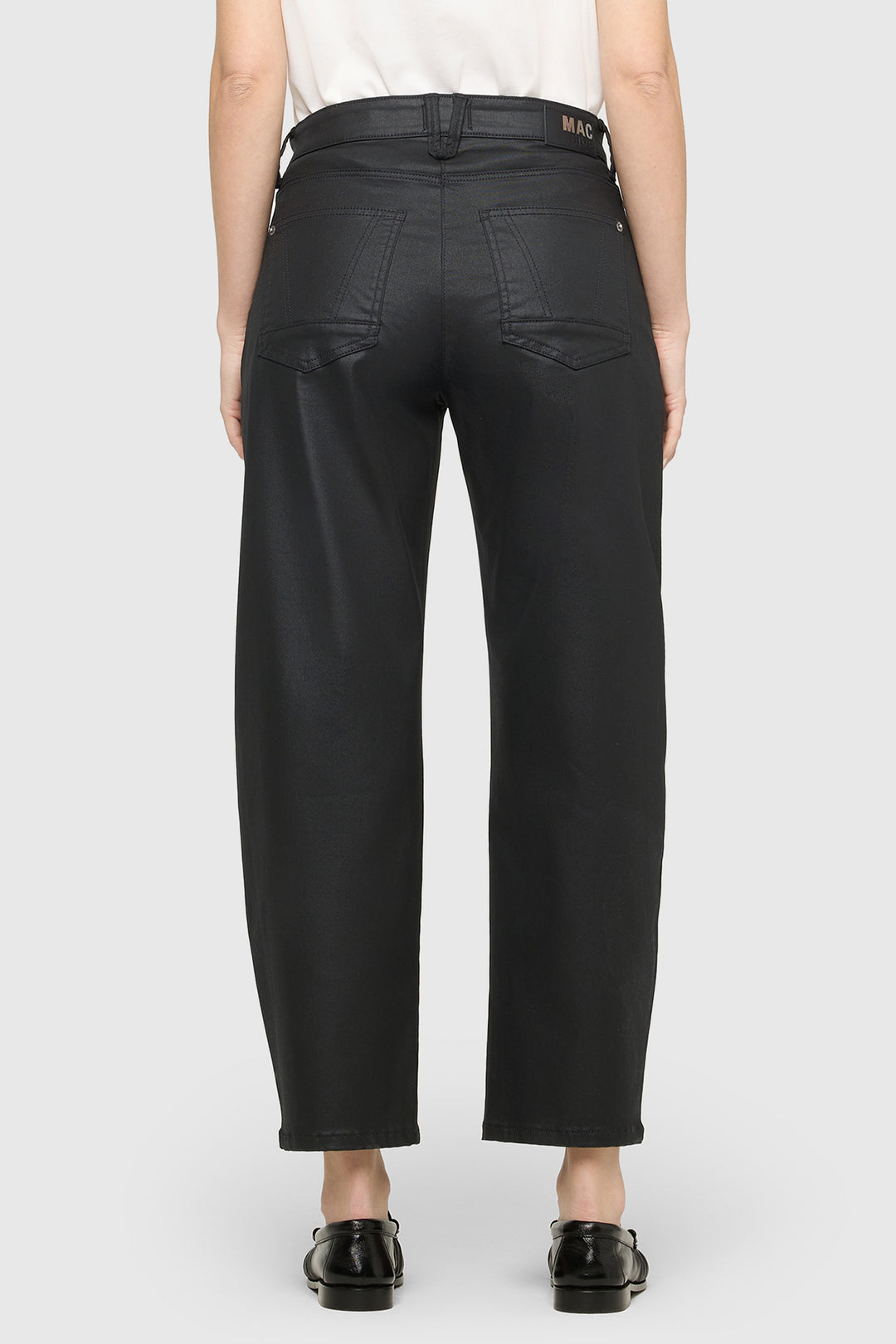 Mac Danni 2.3 Black Coated Cotton Tencel Trousers 3107-00-0465 090