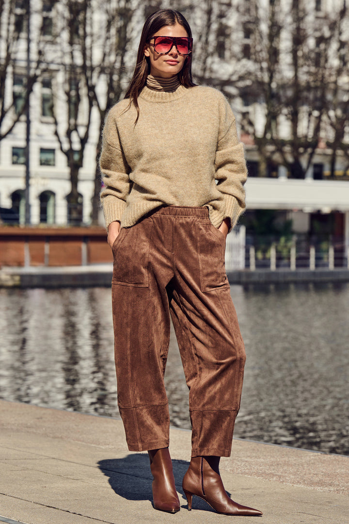 Mac Tilda Worker Bison Brown Velour Trousers 3482-00-0455 277