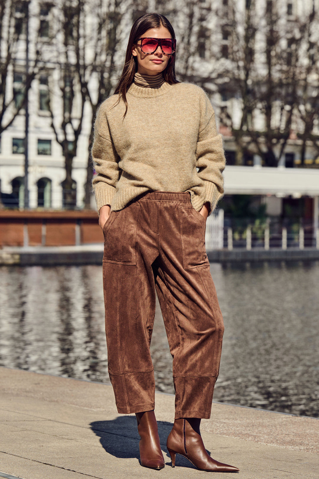 Mac Tilda Worker Bison Brown Velour Trousers 3482-00-0455 277