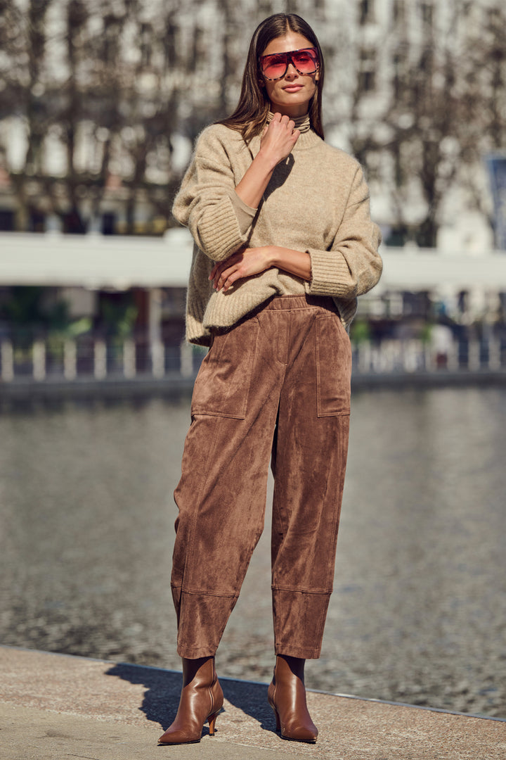 Mac Tilda Worker Bison Brown Velour Trousers 3482-00-0455 277