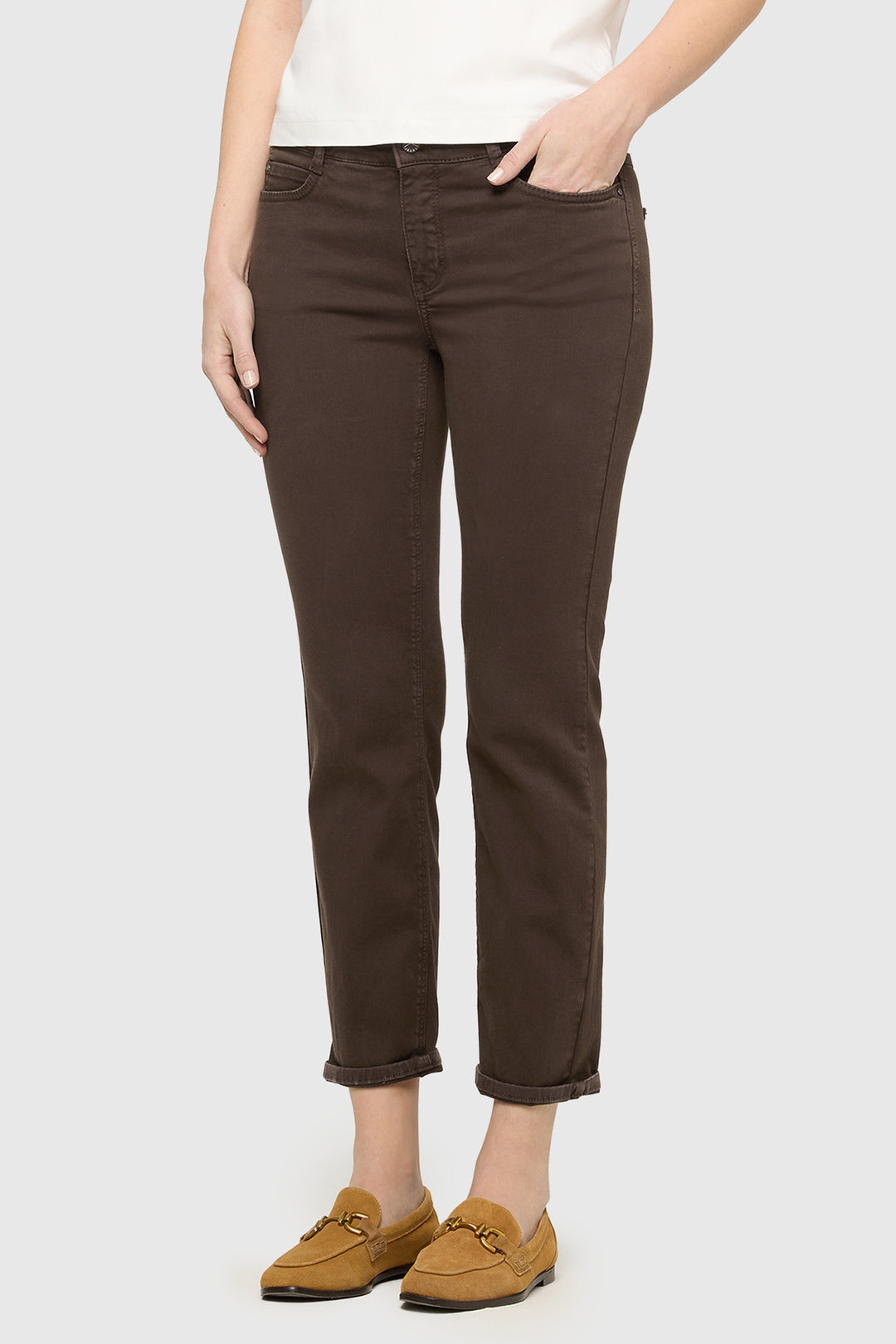 Mac Dream Cropped Deep Brown Denim Jeans 27L 5403-00-0355 290R