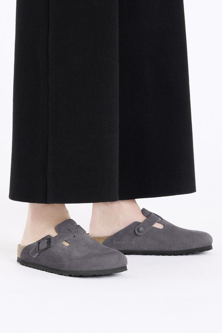 Birkenstock Boston 1028602 Grey Suede Velvet Regular Fit Clog - Shirley Allum Boutique