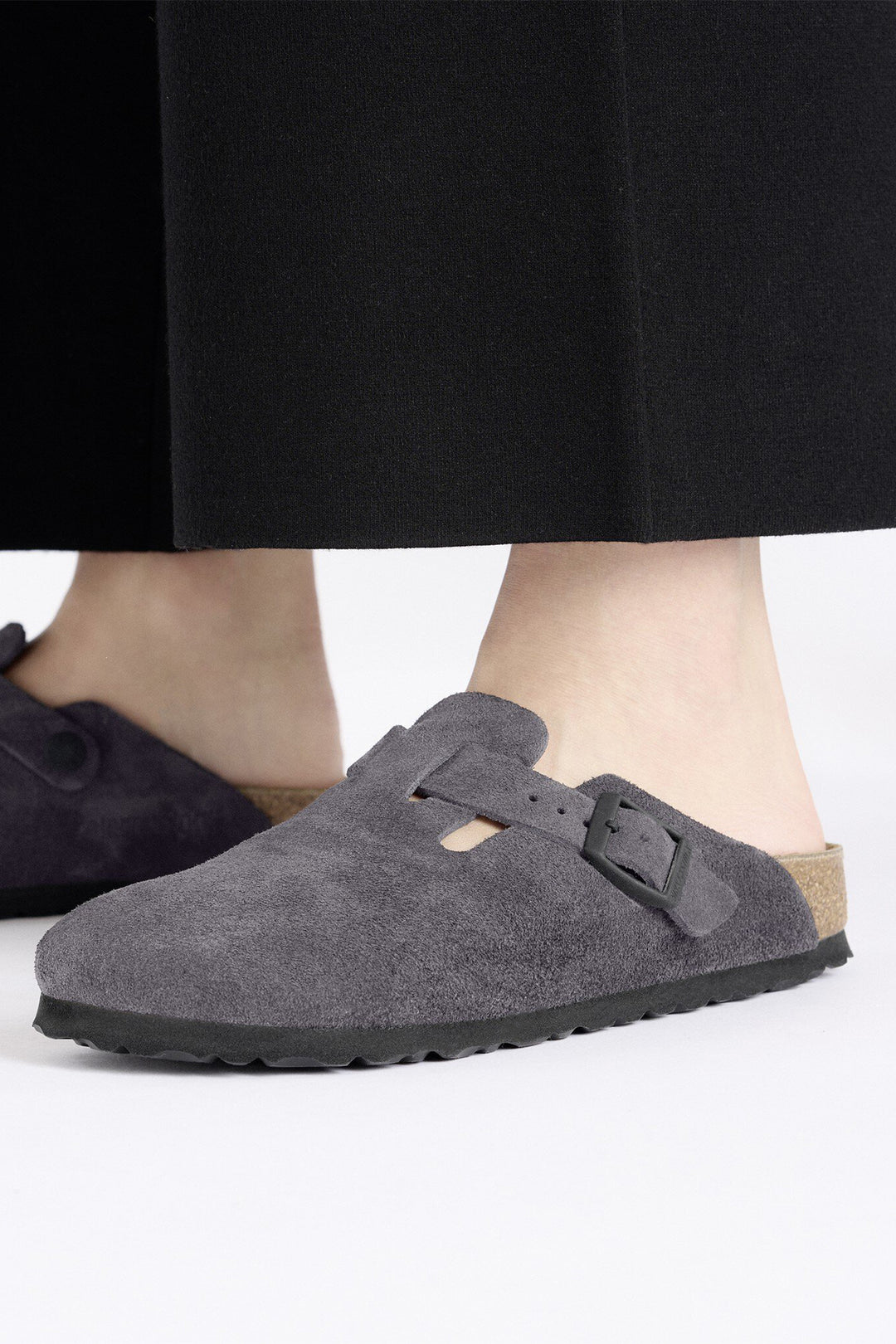 Birkenstock Boston 1028602 Grey Suede Velvet Regular Fit Clog - Shirley Allum Boutique