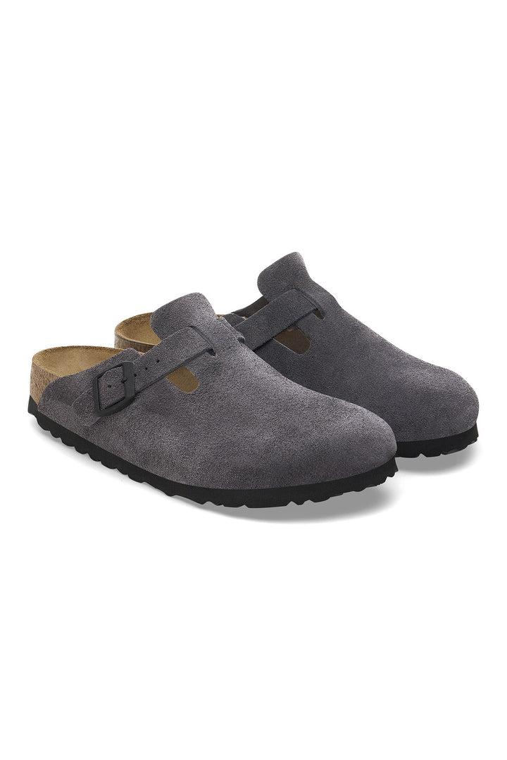 Birkenstock Boston 1028602 Grey Suede Velvet Regular Fit Clog - Shirley Allum Boutique