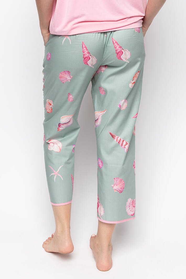 Cyberjammies 9675 Coral Mint Green Shell Crop Pyjama Bottoms - Shirley Allum Boutique