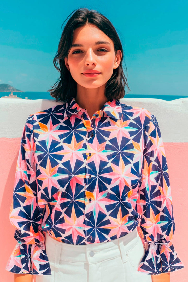 Vilagallo 33310 Estrella Navy Print Shirt