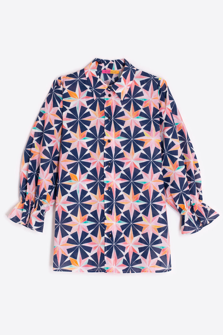 Vilagallo 33310 Estrella Navy Print Shirt