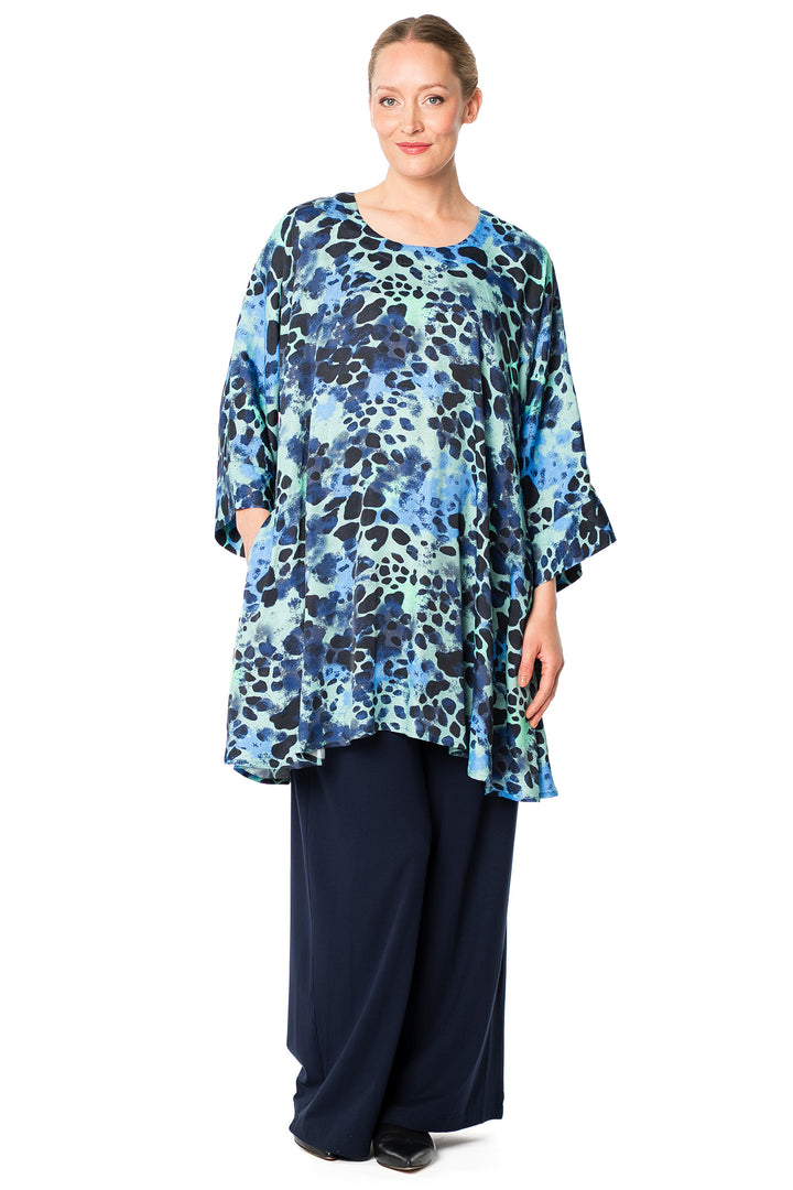 Aino Bianca Blue Multi Tinge Print Tunic Top