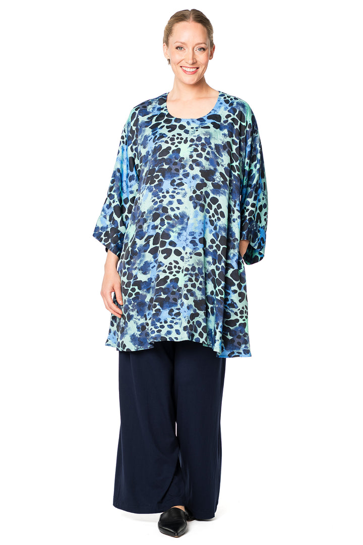 Aino Bianca Blue Multi Tinge Print Tunic Top