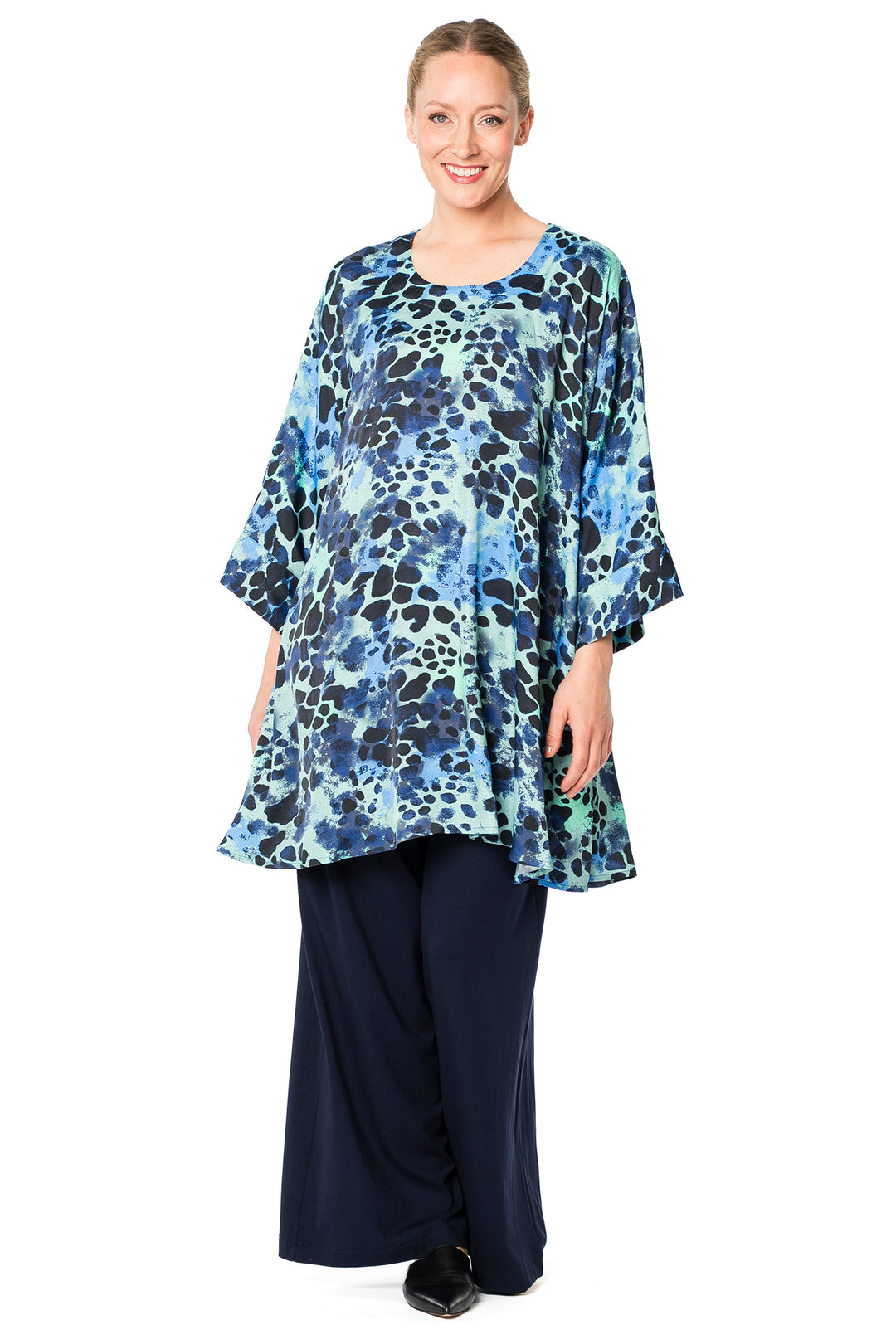 Aino Bianca Blue Multi Tinge Print Tunic Top