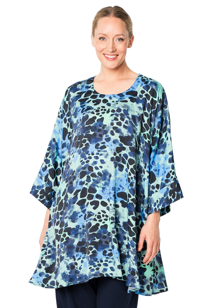 Aino Bianca Blue Multi Tinge Print Tunic Top