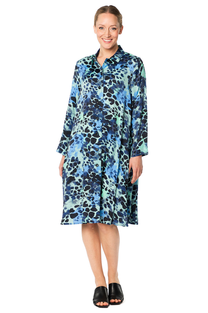 Aino Nikki Aqua Multi Tinge Print Shirt Dress