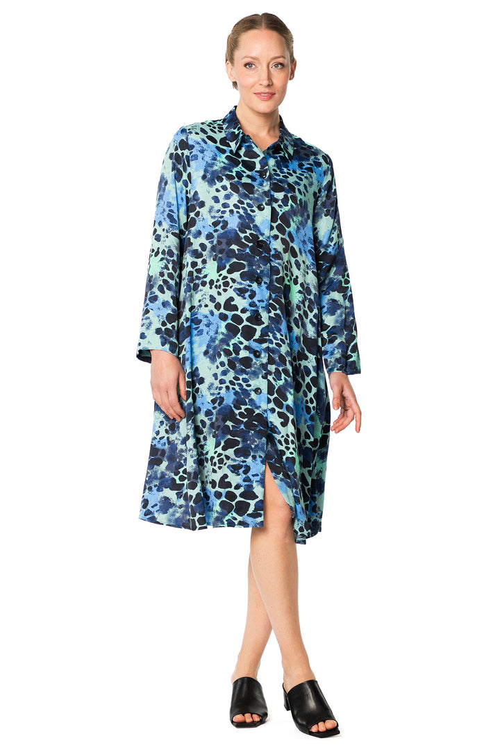 Aino Nikki Aqua Multi Tinge Print Shirt Dress