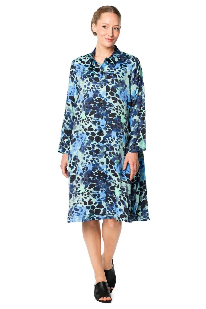 Aino Nikki Aqua Multi Tinge Print Shirt Dress