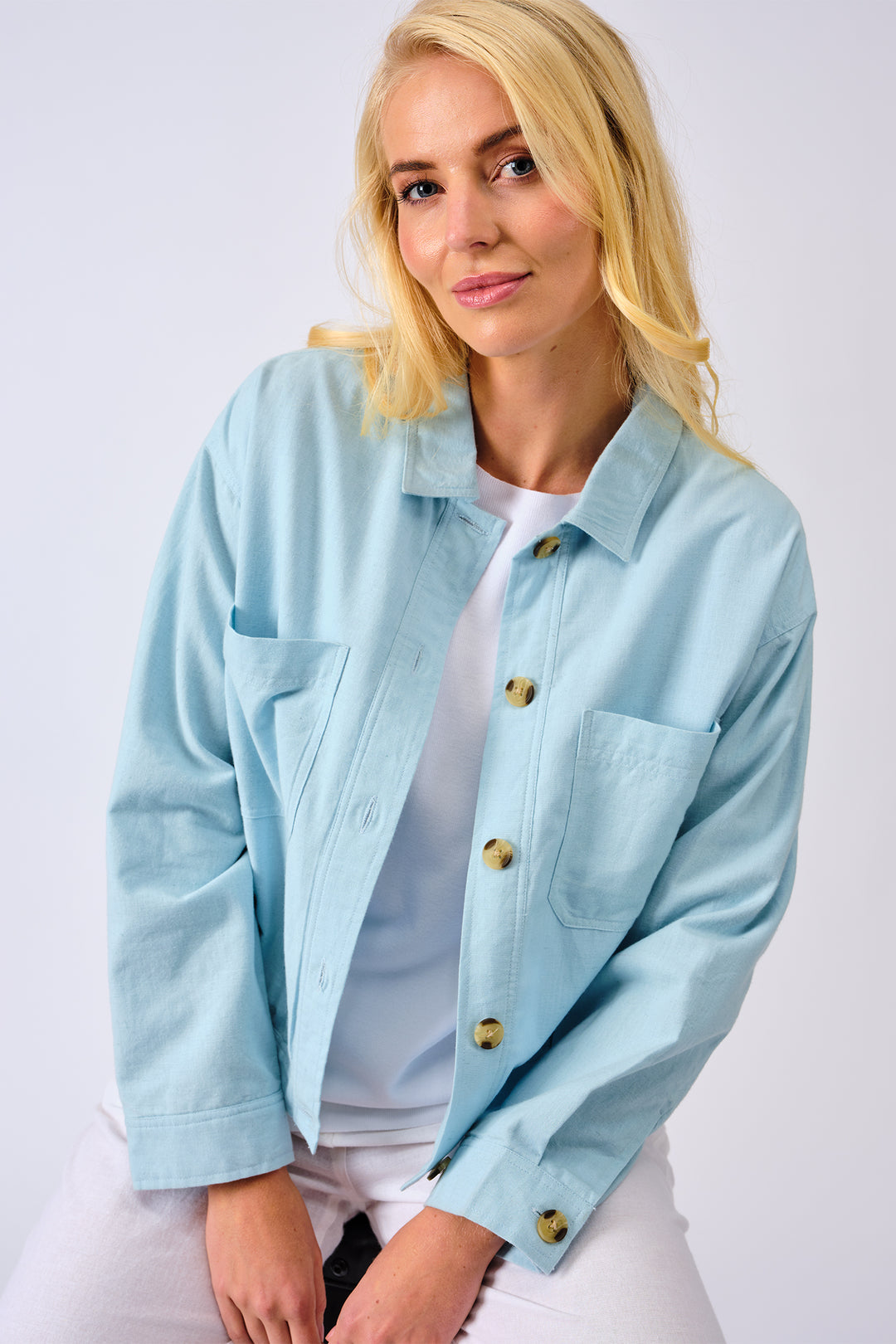 Alice Collins Casey Lined Jacket Chalk Blue 034S334 - Shirley Allum Boutique
