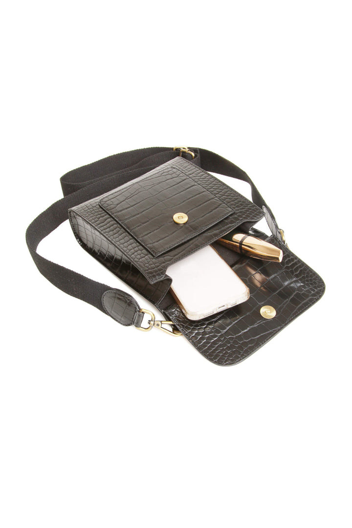 Alice Wheeler AW5952 Black Croc Bloomsbury Cross Body Bag - Shirley Allum Boutique