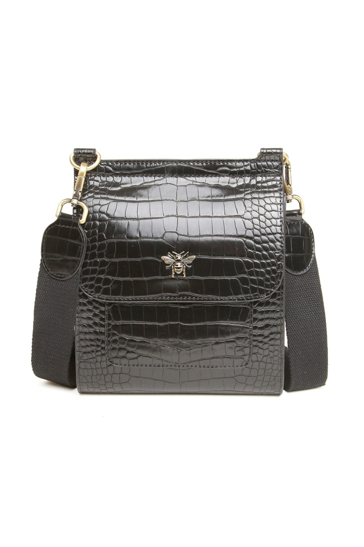 Alice Wheeler AW5952 Black Croc Bloomsbury Cross Body Bag - Shirley Allum Boutique