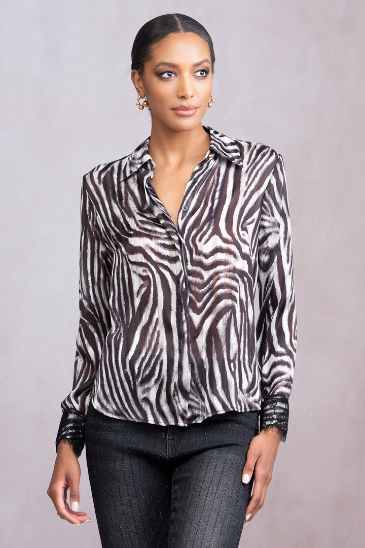 Alison Sheri A46405 Black Animal Print Blouse - Shirley Allum Boutique