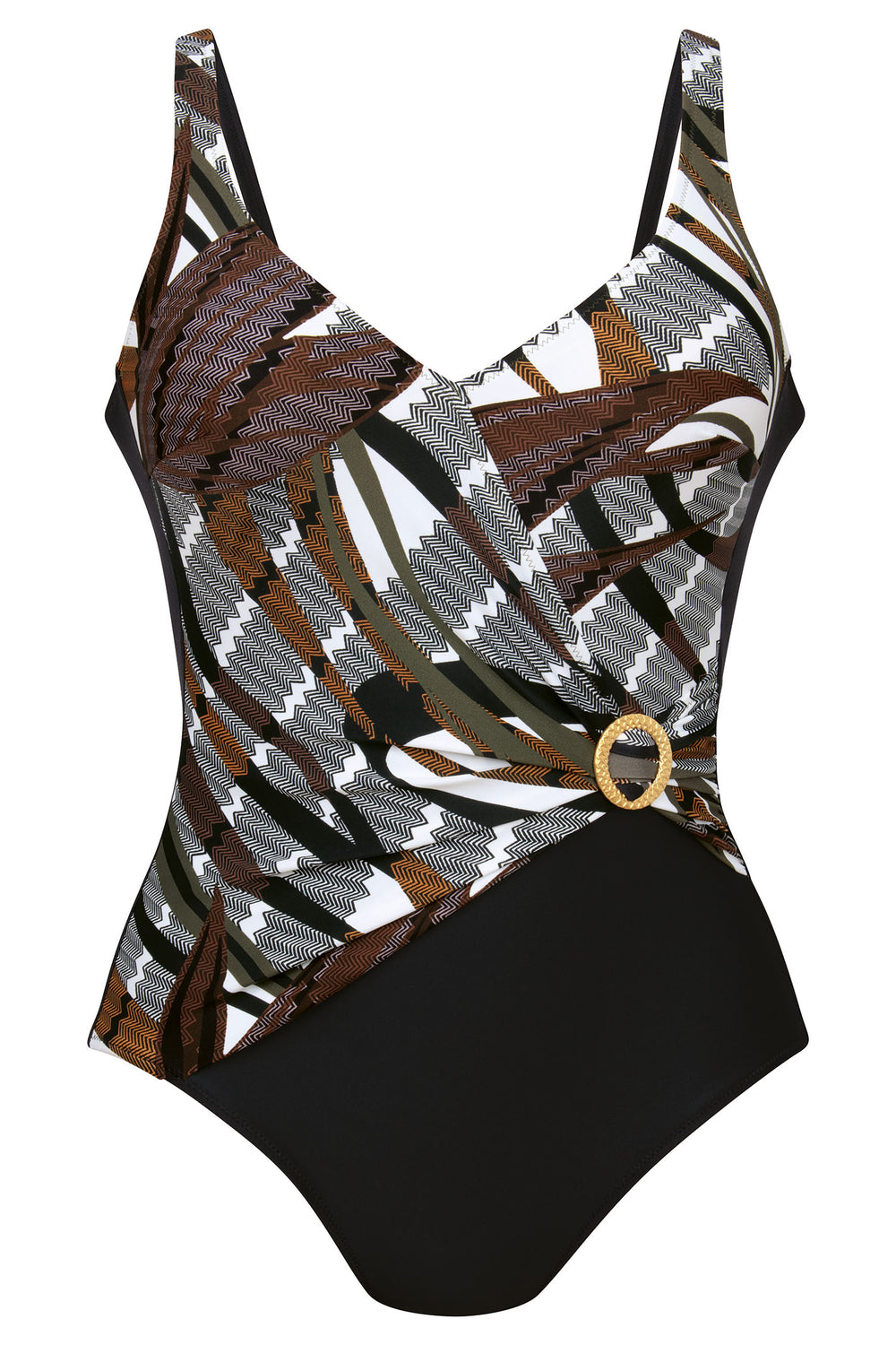 Anita 7376 001 Black Brown Wrap Style Swimsuit - Shirley Allum Boutique